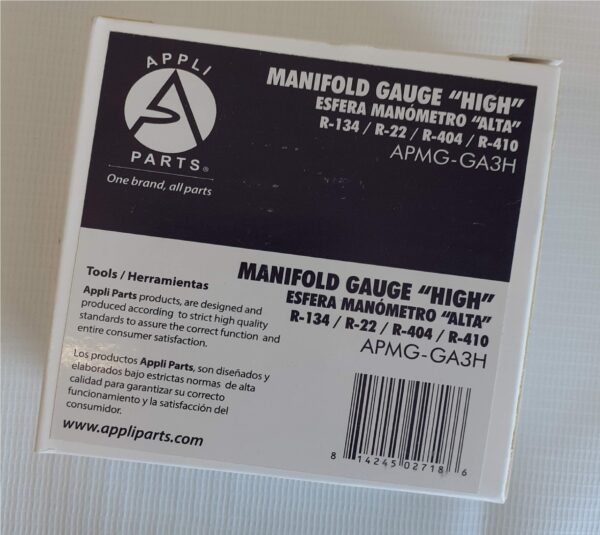 Manómetro individual alta marca Appli Parts, modelo APMG-GA3H