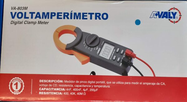 Voltamperímetro digital de pinza portátil marca Avaly modelo VA-803M